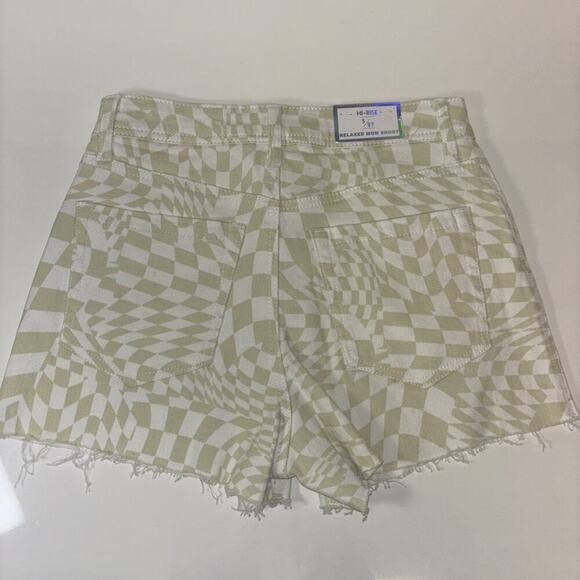 NWT Tinseltown Green Denim Cutoff Shorts Sz 5 / 27 Checkers Fairycore Grung Goth - Picture 3 of 7